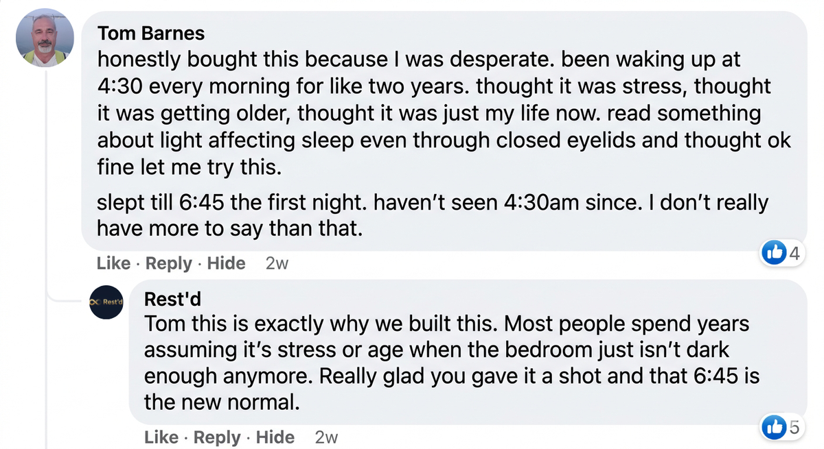 Text post on a social media platform with user comments about sleep improvement.